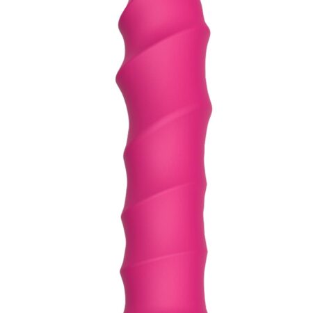 Розовый ребристый анальный фаллоимитатор Twisted Plug With Suction Cup - 17 см.