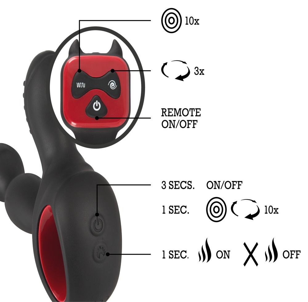 Черный вибромассажер простаты с нагревом и ротацией Prostate Plug - 14,5 см. — изображение 10