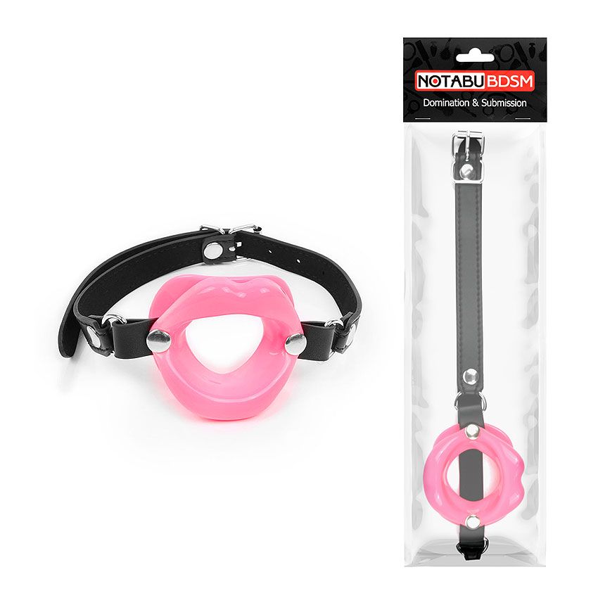 Розовый кляп-губки на черном ремешке — изображение 2