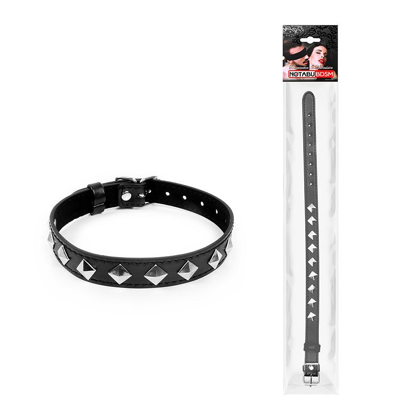 Черный ошейник с серебристыми ромбиками — изображение 2