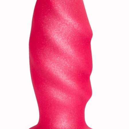 Розовая анальная пробка с рельефом - 12,9 см.