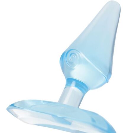 Голубая анальная втулка с ограничителем - 6,5 см.