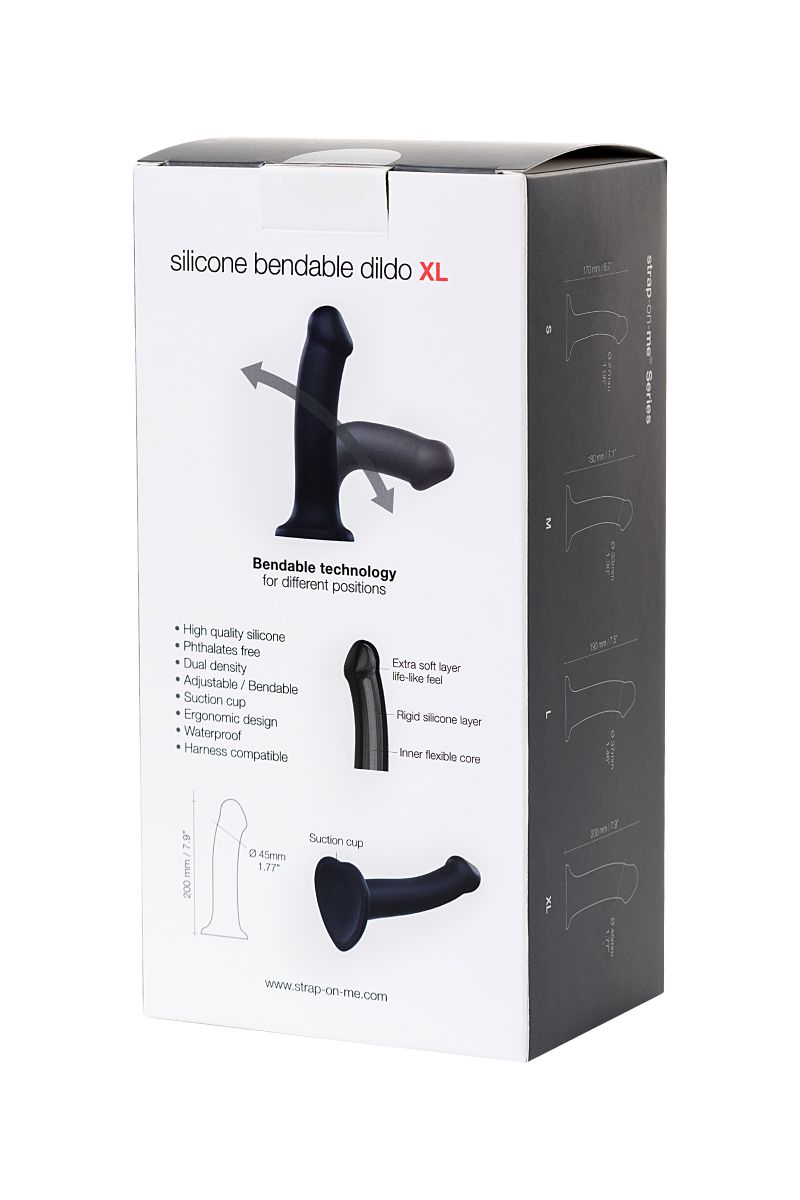 Черный фаллос на присоске Silicone Bendable Dildo XL - 20 см. — изображение 12