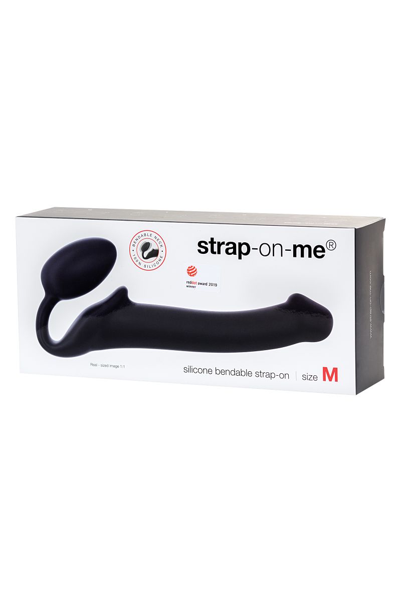 Черный безремневой страпон Silicone Bendable Strap-On - size M — изображение 7