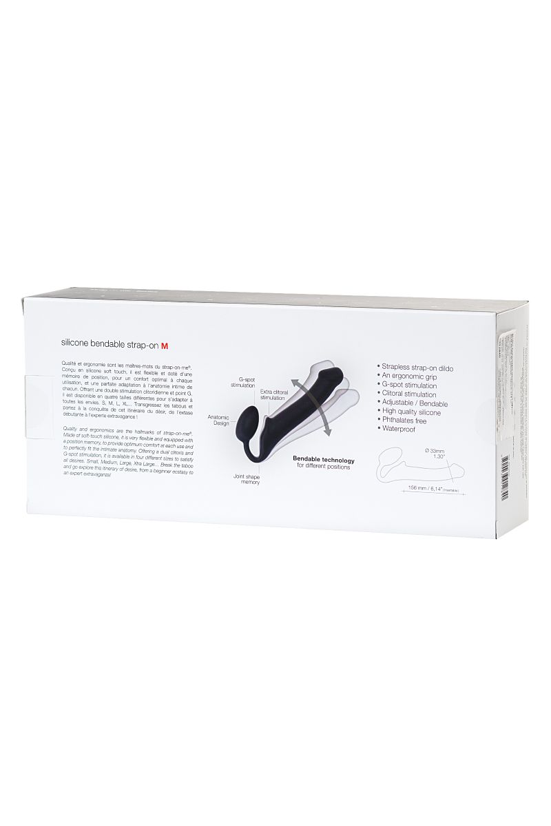 Черный безремневой страпон Silicone Bendable Strap-On - size M — изображение 8