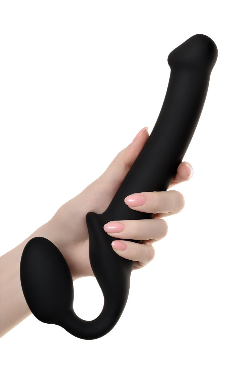 Черный безремневой страпон Silicone Bendable Strap-On - size M — изображение 9