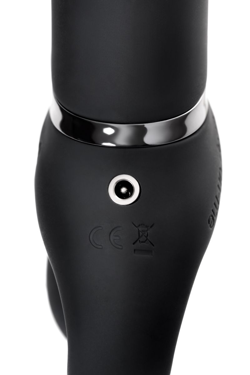 Черный безремневой вибрострапон Silicone Bendable Strap-On - size M — изображение 12