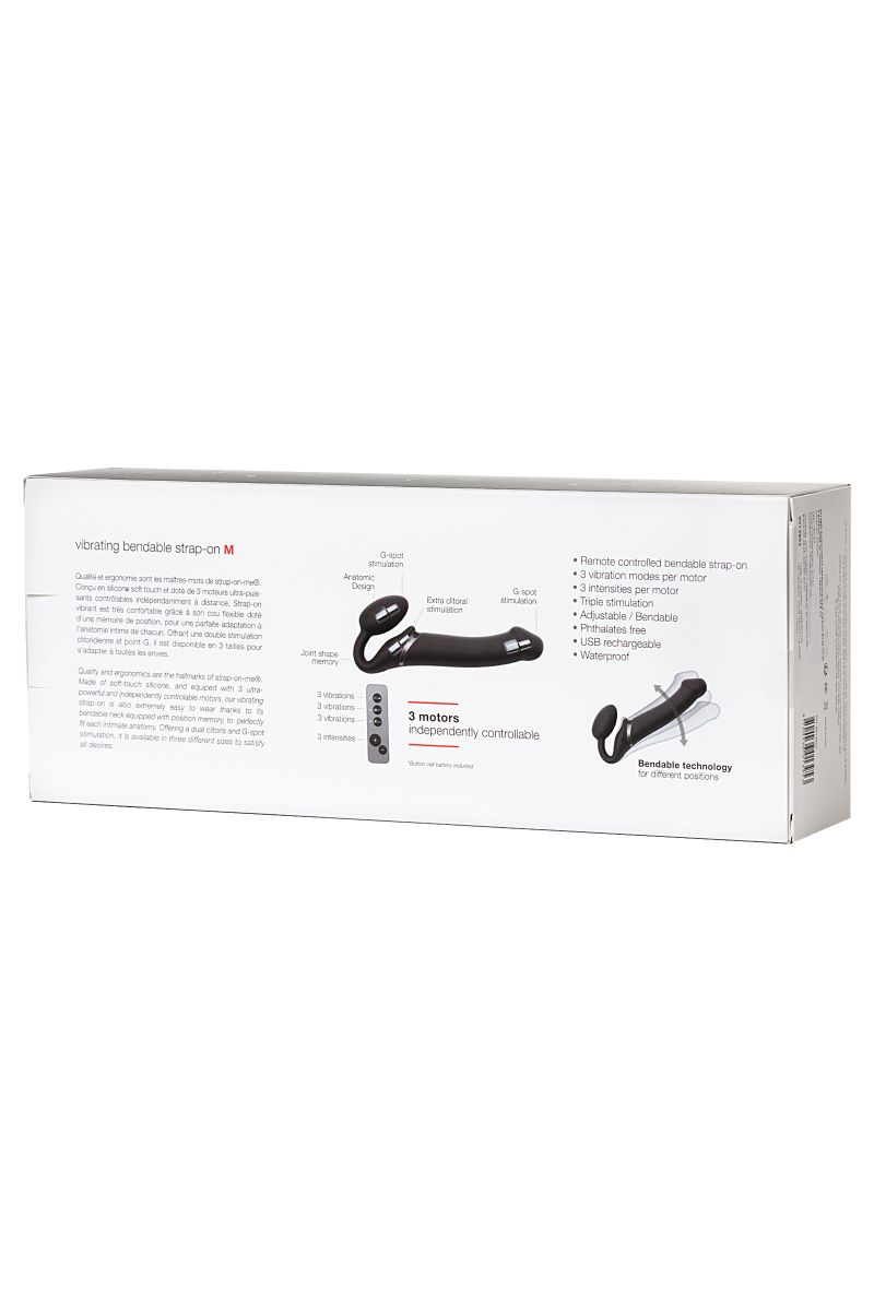 Черный безремневой вибрострапон Silicone Bendable Strap-On - size M — изображение 10