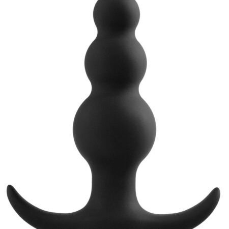 Чёрная фигурная анальная пробка Beaded Plug - 7,6 см.