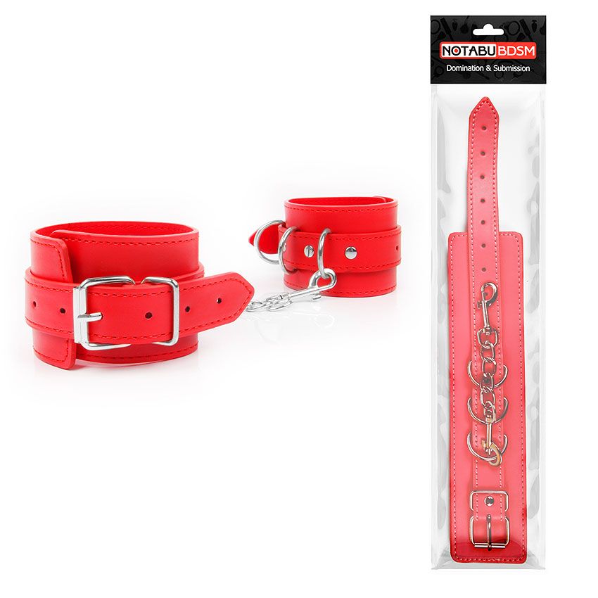 Красные оковы на регулируемых пряжках с карабином — изображение 2
