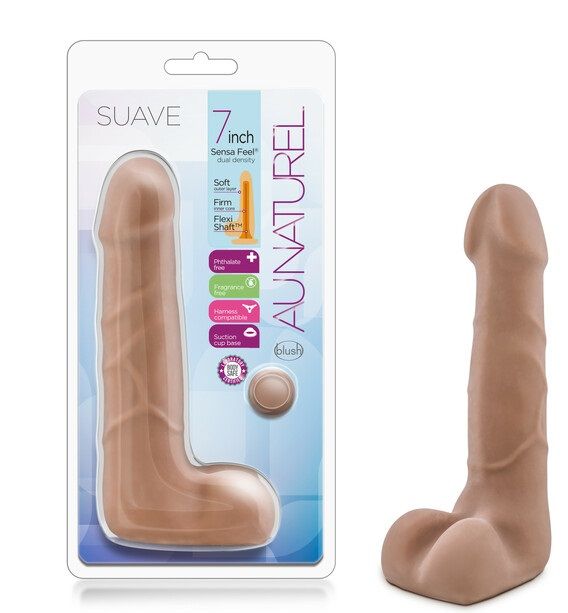 Кофейный фаллоимитатор с мошонкой Suave - 17,78 см. — изображение 3