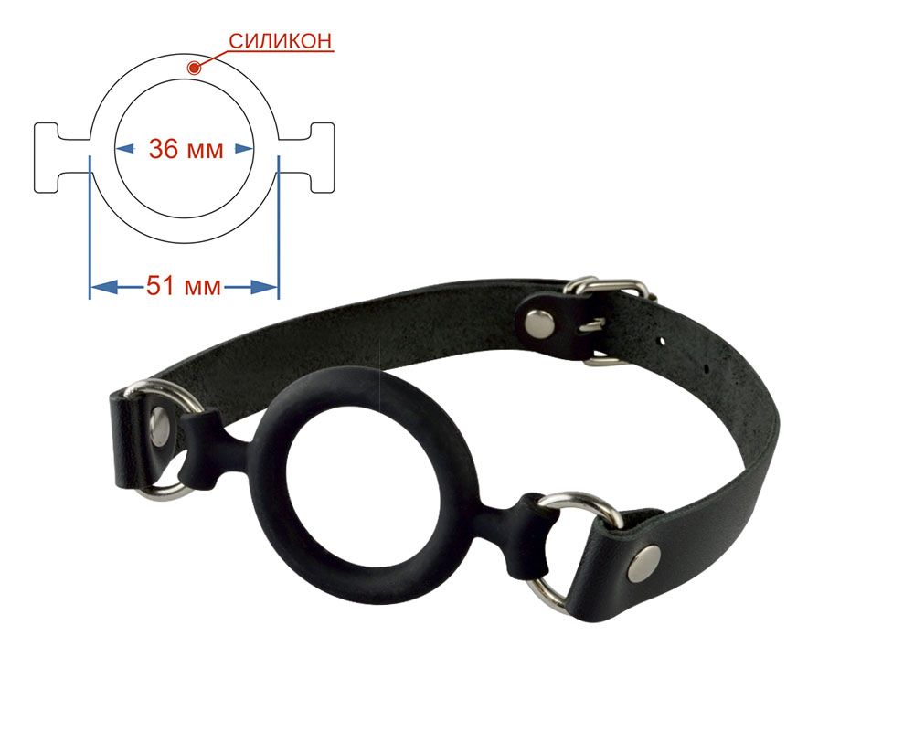 Черный кляп-рамка на регулируемых ремешках — изображение 2