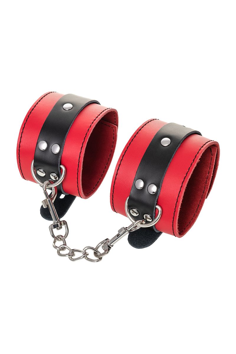 Красно-черные оковы на ноги из кожи — изображение 7