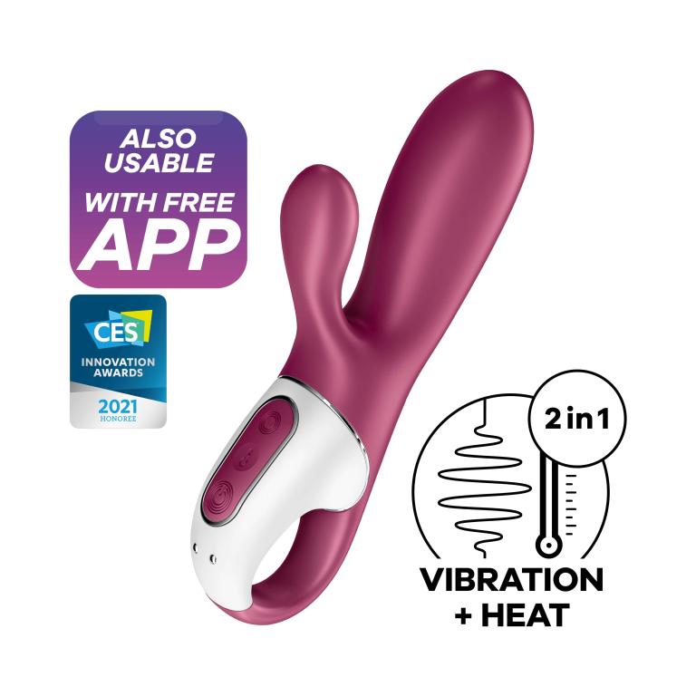 Малиновый вибратор-кролик Hot Bunny с функцией нагрева - 17,5 см. — изображение 4