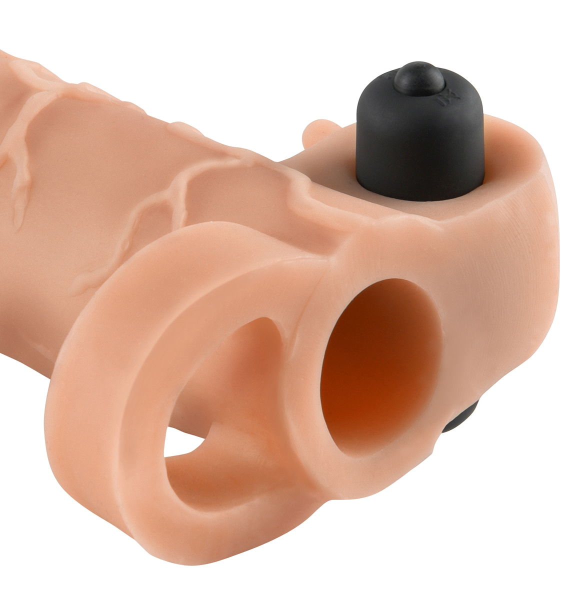 Телесная вибронасадка с кольцом Vibrating Real Feel 1 Extension - 14 см. — изображение 3