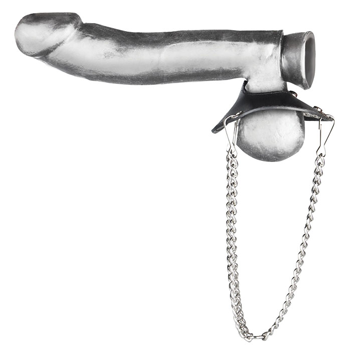 Утяжка для мошонки из искусственной кожи с цепочками PARACHUTE BALL STRETCHER — изображение 3