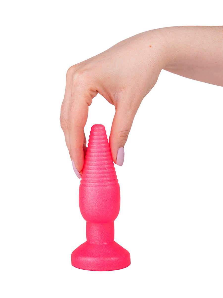 Розовая анальная втулка с рёбрышками - 14 см. — изображение 3