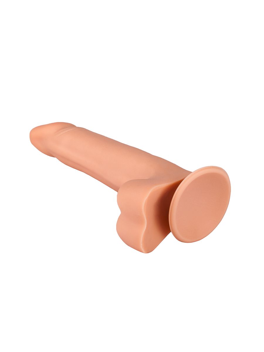 Телесный фаллоимитатор с мошонкой на присоске - 19 см. — изображение 4