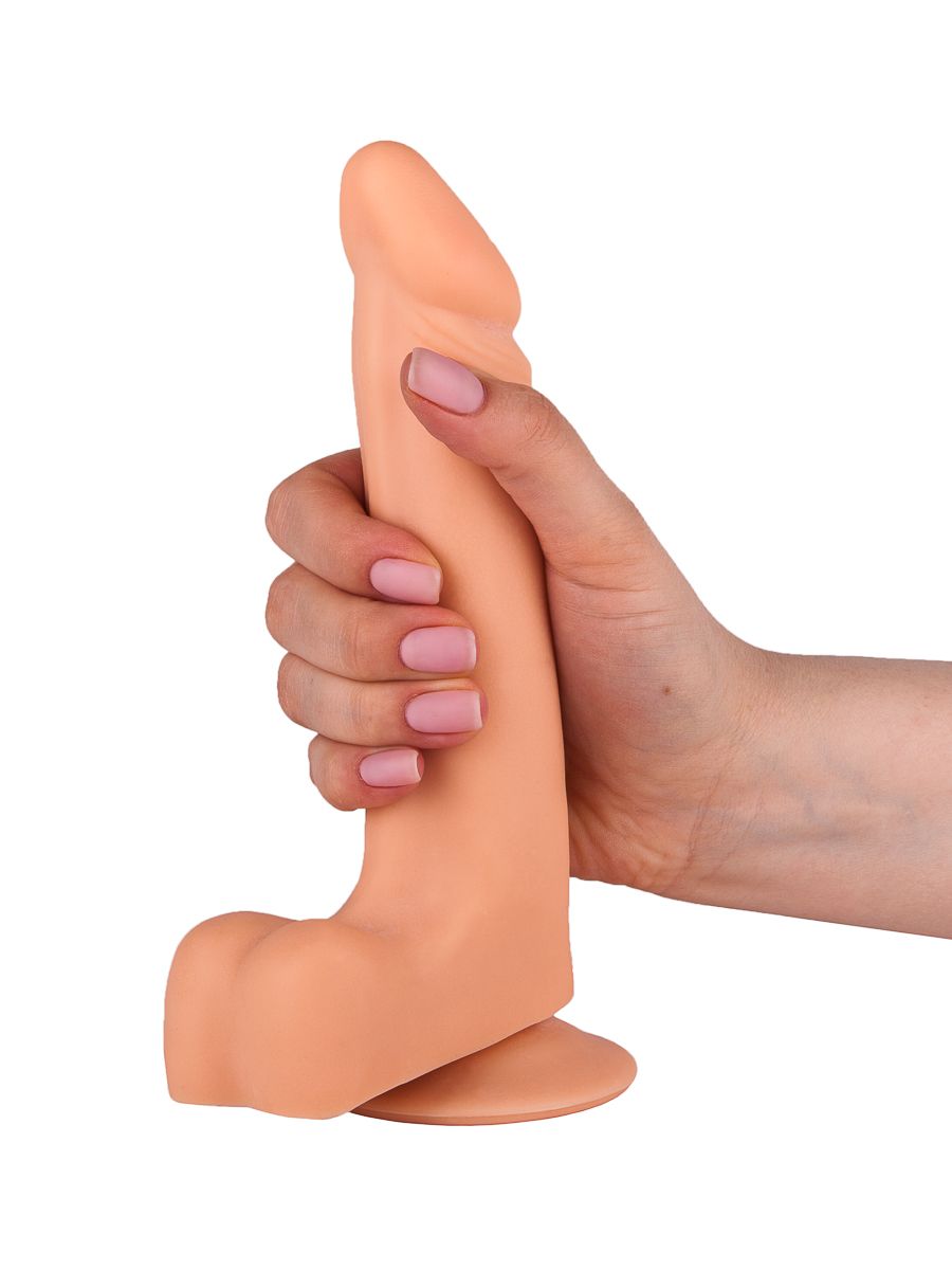 Телесный фаллоимитатор с мошонкой на присоске - 19 см. — изображение 5