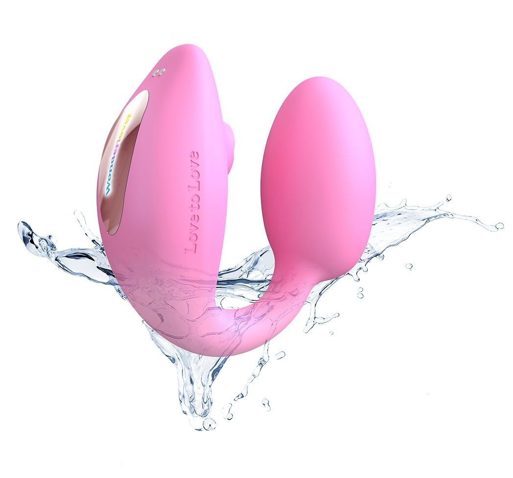 Розовый U-образный стимулятор клитора и точки G с пультом ДУ Wonderlover — изображение 8