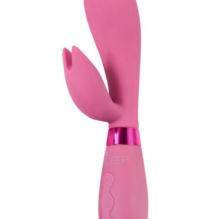 Малиновый вибратор-кролик с независимыми моторчиками Indeep Malena - 21,5 см.