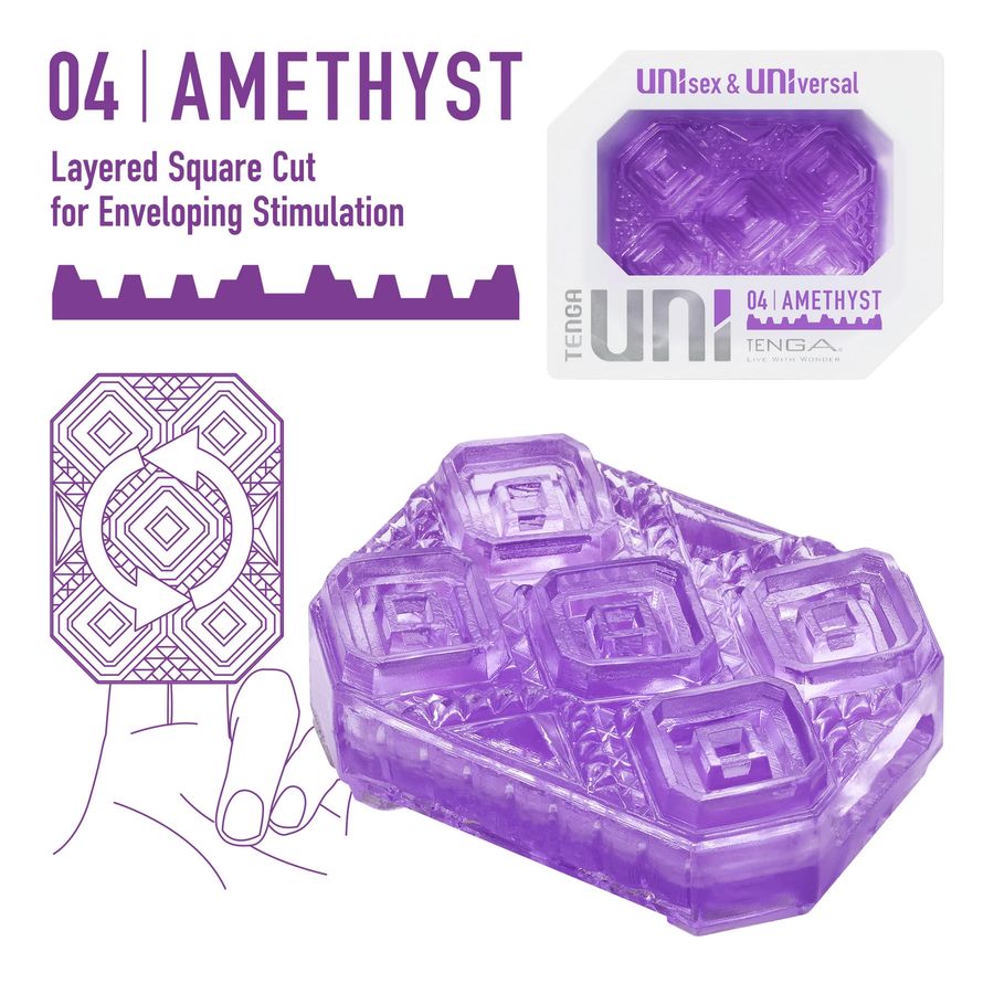 Фиолетовый мастурбатор-стимулятор Tenga Uni Amethyst — изображение 4