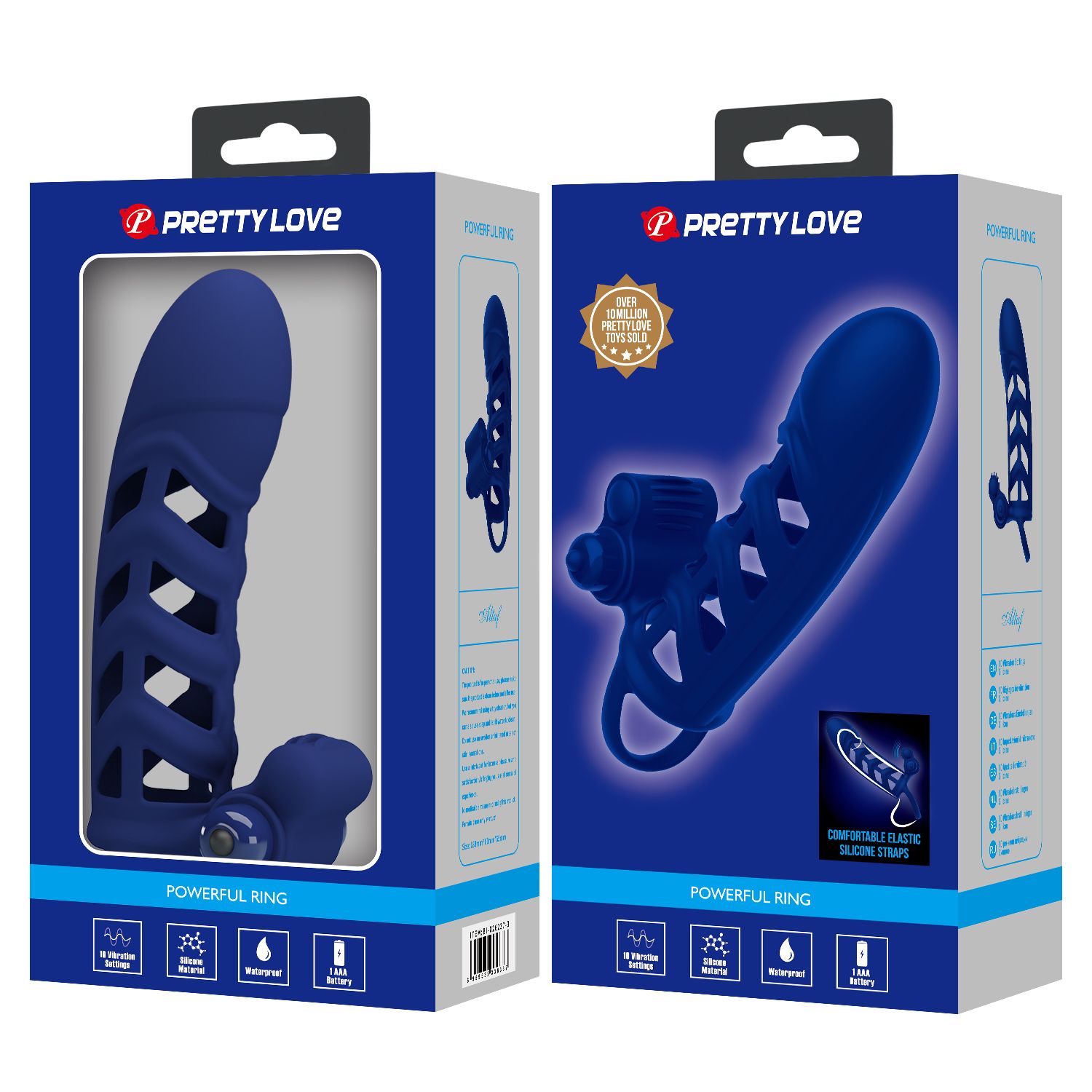 Синяя насадка на пенис Powerful Ring - 18,8 см. — изображение 6