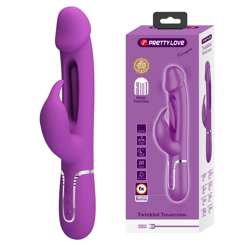 Фиолетовый вибратор-кролик с функцией фингеринга Kampas - 23,2 см. — изображение 10