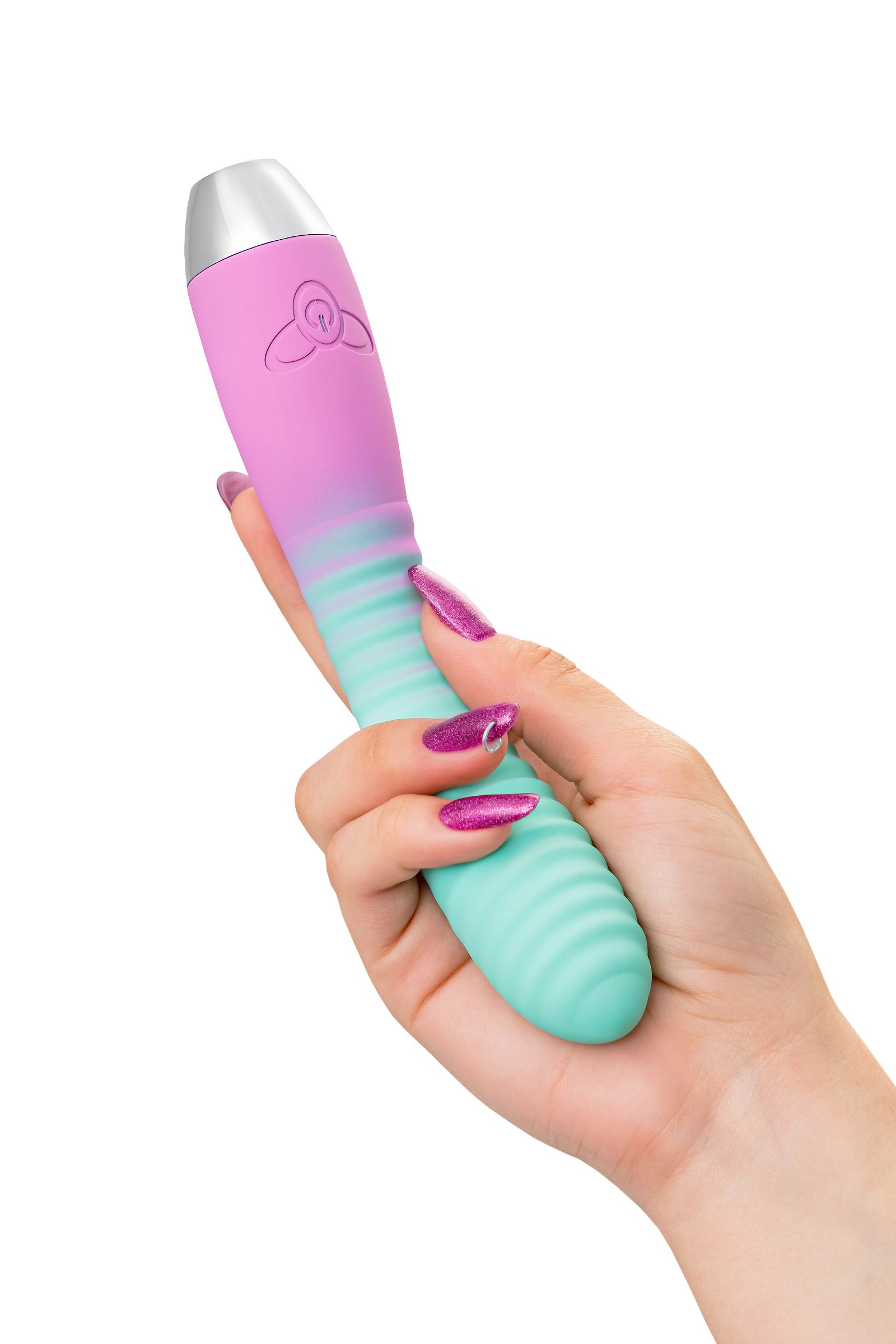 Мятно-розовый вибратор с изогнутой головкой Azalia - 20,5 см. — изображение 8
