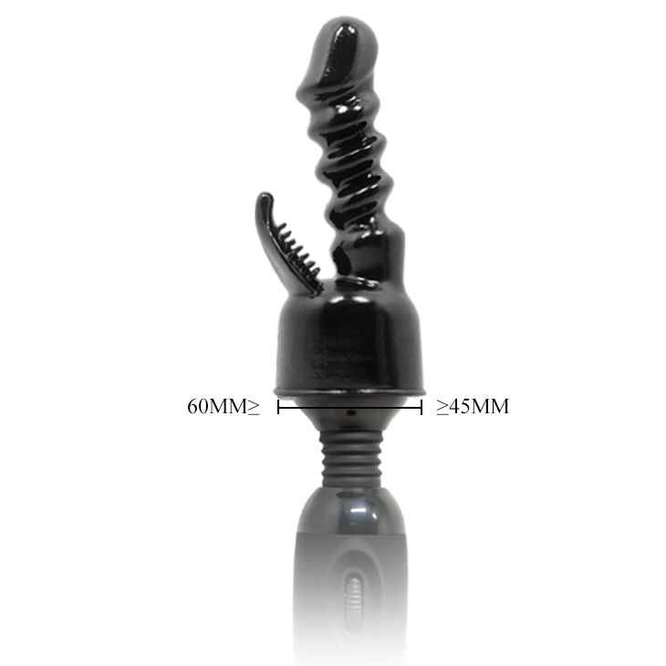 Чёрная насадка на вибромассажёр для клиторально-вагинального массажа — изображение 3