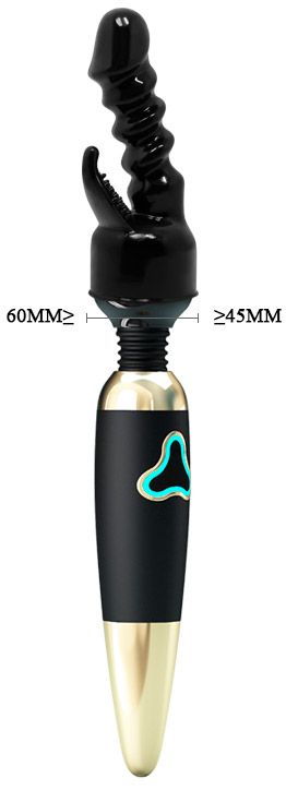 Чёрная насадка на вибромассажёр для клиторально-вагинального массажа — изображение 8