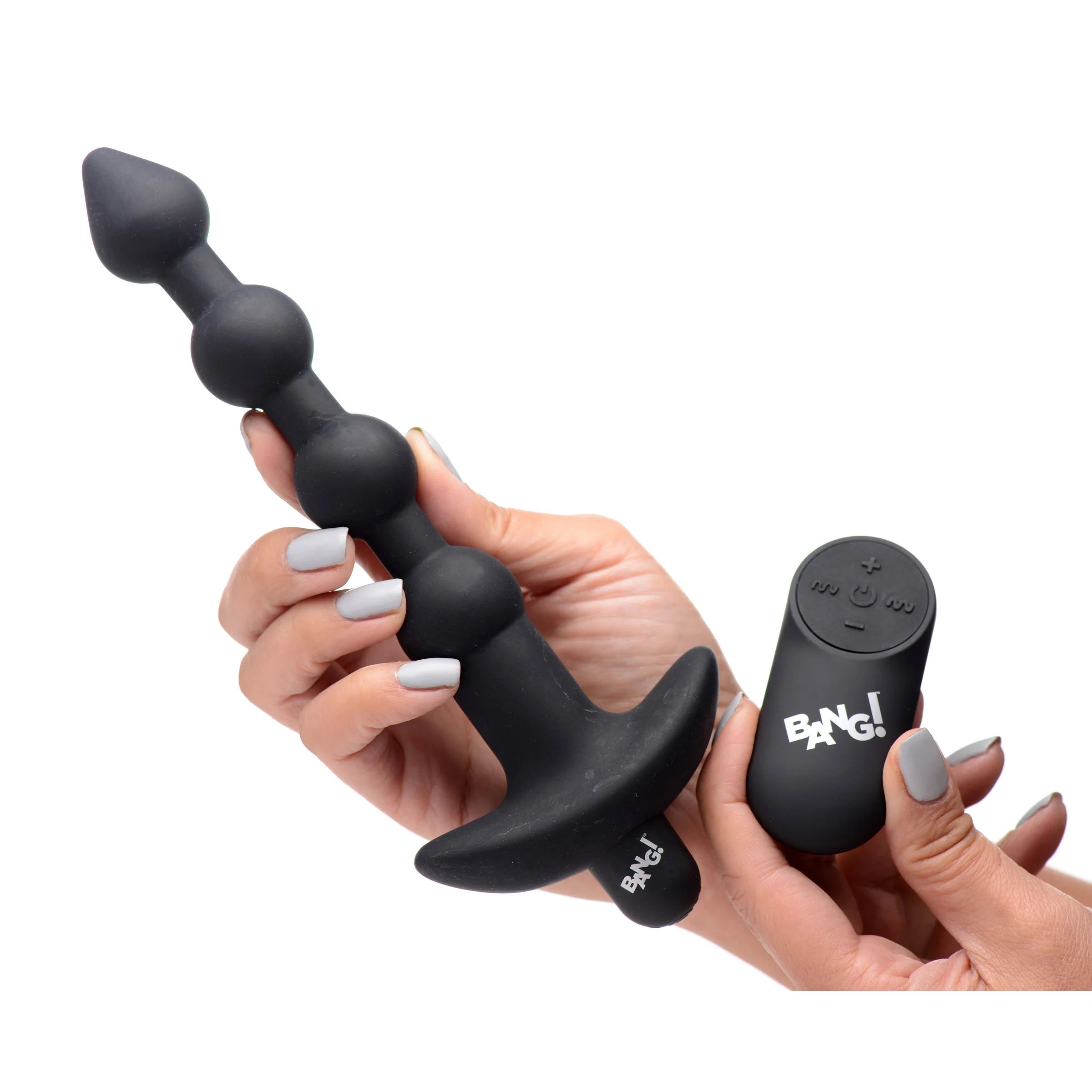 Черные анальные бусы с вибрацией и пультом ДУ 28X Remote Control Vibrating Silicone Anal Beads - 19 см. — изображение 3
