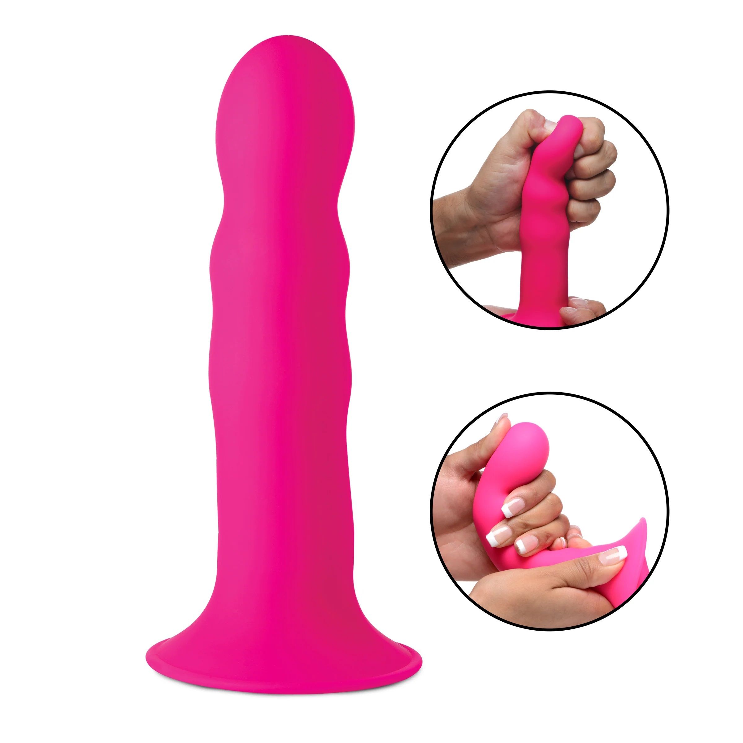 Розовый гибкий фаллоимитатор Squeeze-It Wavy Dildo - 18,3 см. — изображение 3