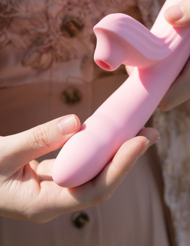 Розовый вибратор Anita с возвратно-поступательными движениями и вакуумом - 21,1 см. — изображение 7