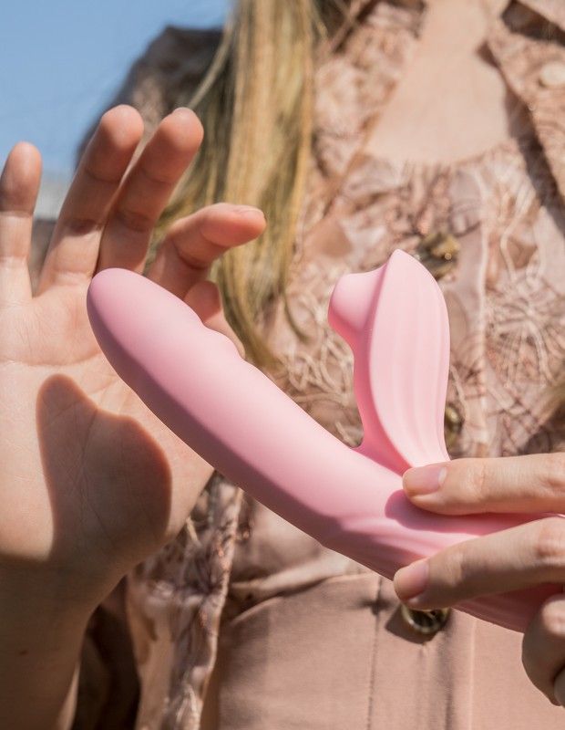Розовый вибратор Anita с возвратно-поступательными движениями и вакуумом - 21,1 см. — изображение 9