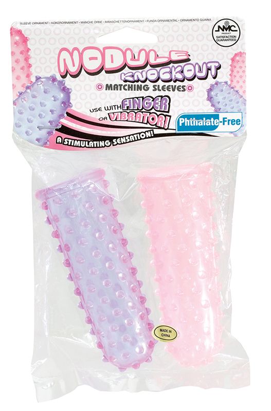 Набор из 2 пупырчатых насадок на пальцы FINGER SLEEVES PURPLE/PINK — изображение 2