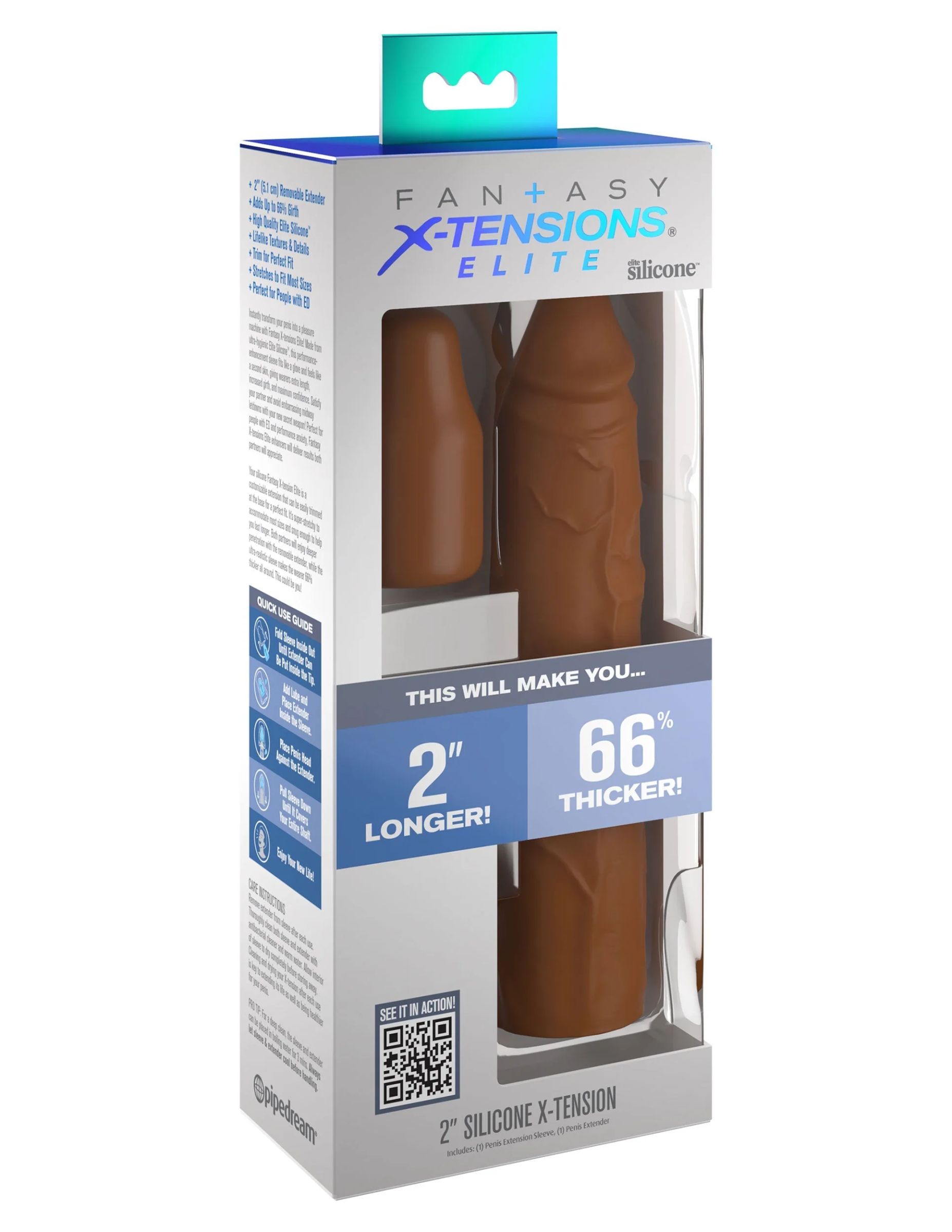 Коричневая насадка на член 2 Silicone X-tension - 20,3 см. — изображение 2