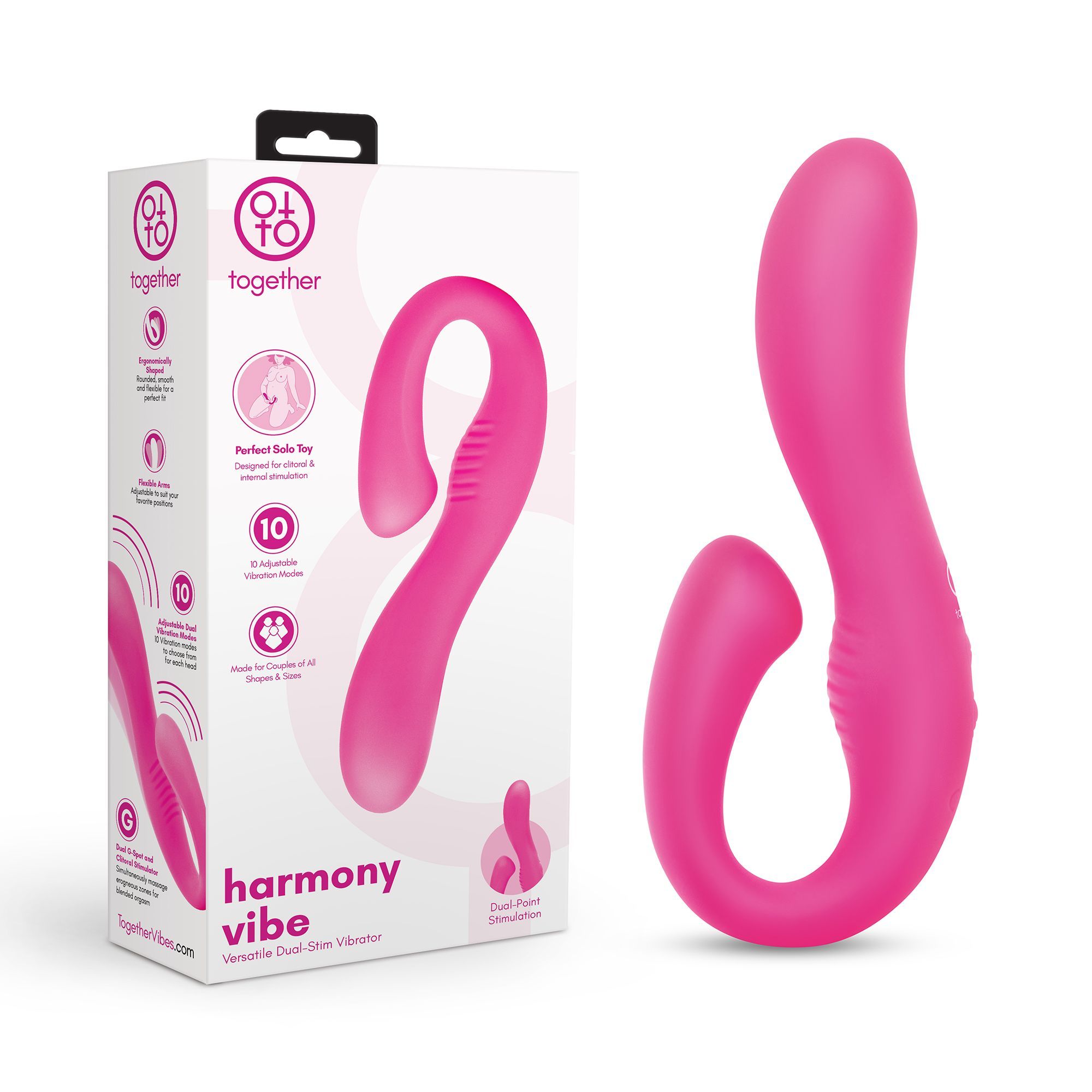 Розовый вибромассажер с клиторальным отростком Harmony Vibe - 16,8 см. — изображение 2