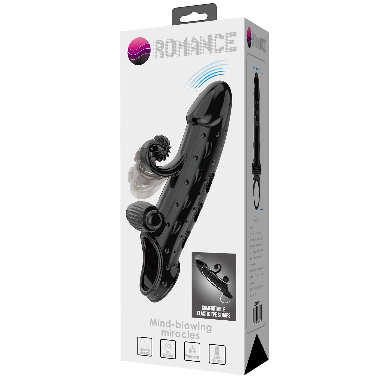 Черная вибронасадка на пенис с подхватом мошонки - 20 см. — изображение 2