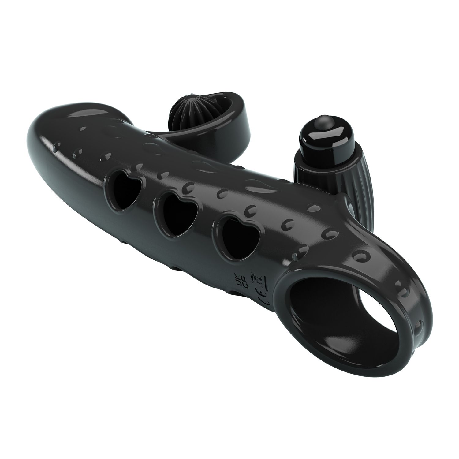 Черная вибронасадка на пенис с подхватом мошонки - 20 см. — изображение 5