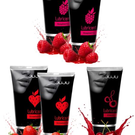 Набор из 5 съедобных лубрикантов JUJU (клубника х 2, малина х 2, вишня)