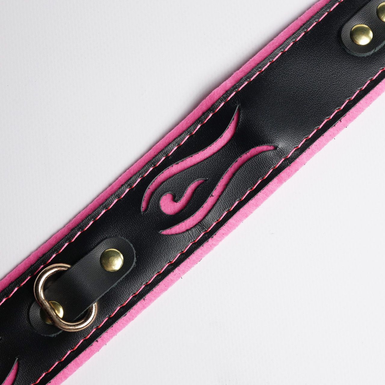 Черно-розовый ошейник с золотистой фурнитурой — изображение 7