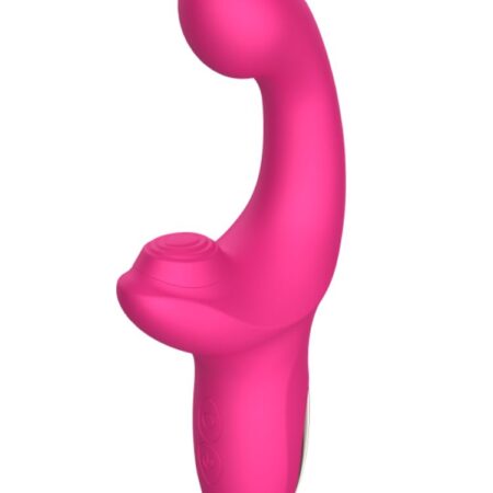 Розовый вибратор с функцией постукивания - 18 см.