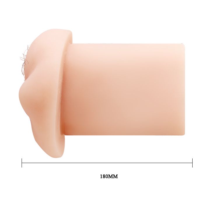 Телесный мастурбатор-вагина с оволосением и вибрацией — изображение 3