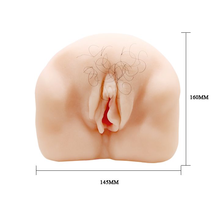 Телесный мастурбатор-вагина с оволосением и вибрацией — изображение 6