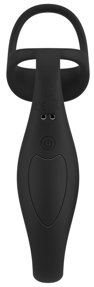 Черное эрекционное кольцо со стимуляцией промежности и анальной пробкой Cock Ring with RC Prostate Plug — изображение 4