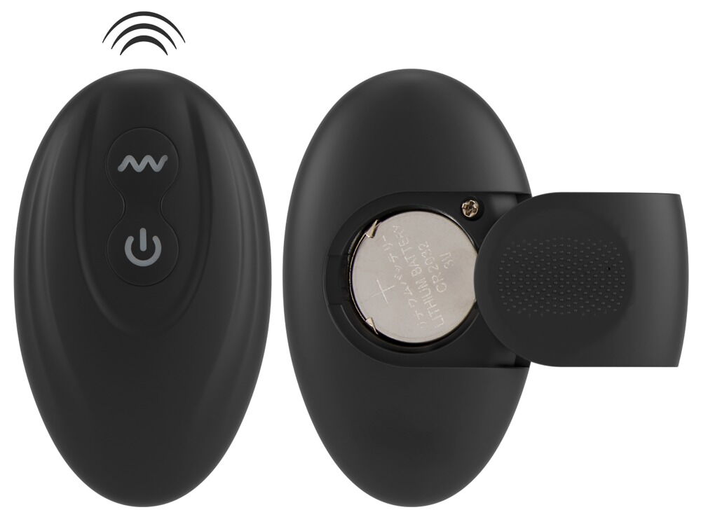 Черное эрекционное кольцо со стимуляцией промежности и анальной пробкой Cock Ring with RC Prostate Plug — изображение 6