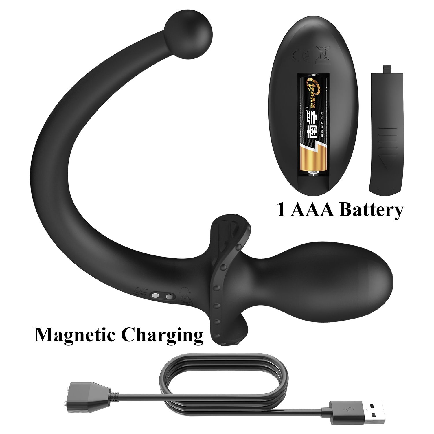 Черная анальная вибропробка с хвостом и пультом ДУ — изображение 8