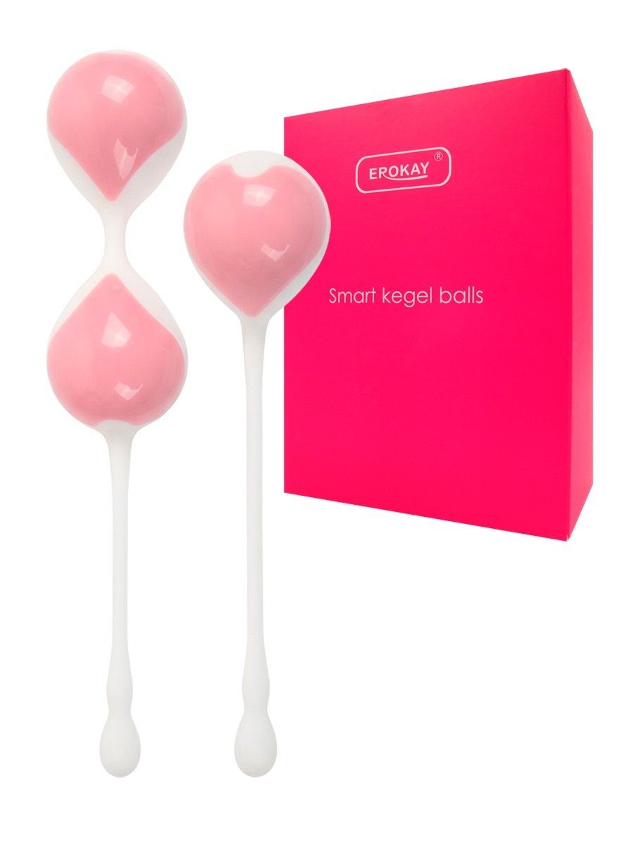 Набор розово-белых вагинальных шариков: двойные и одинарный — изображение 2