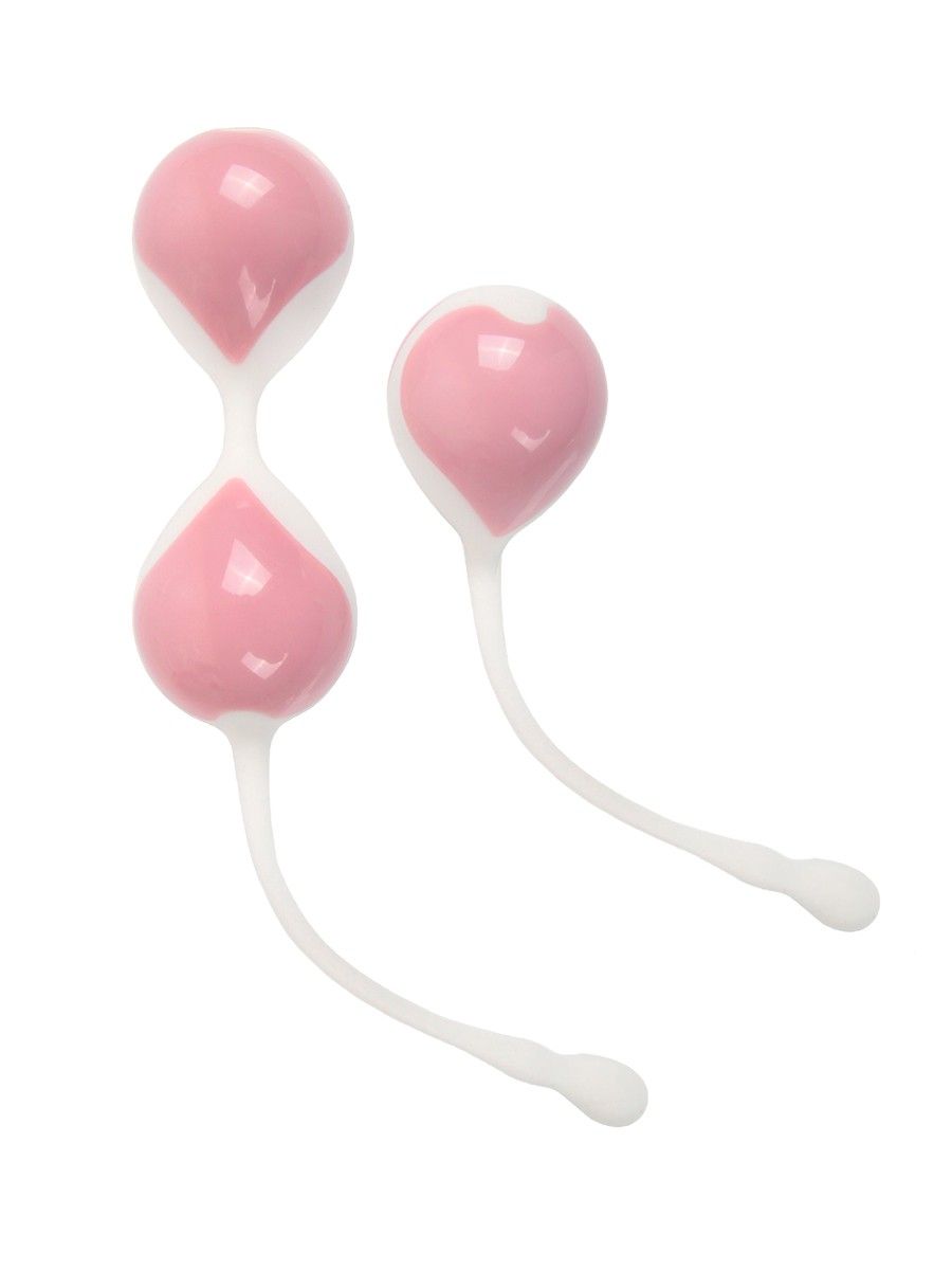 Набор розово-белых вагинальных шариков: двойные и одинарный — изображение 4
